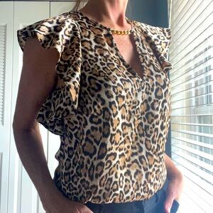 Leopard Print Blouse Michael Kors - Ruffle short sleeve